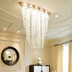 Modern Chandelier Lighting Oval Design Dining Living Room Crystal Light Luxury Flush Mount LED Cristal Lustre Hoom decor