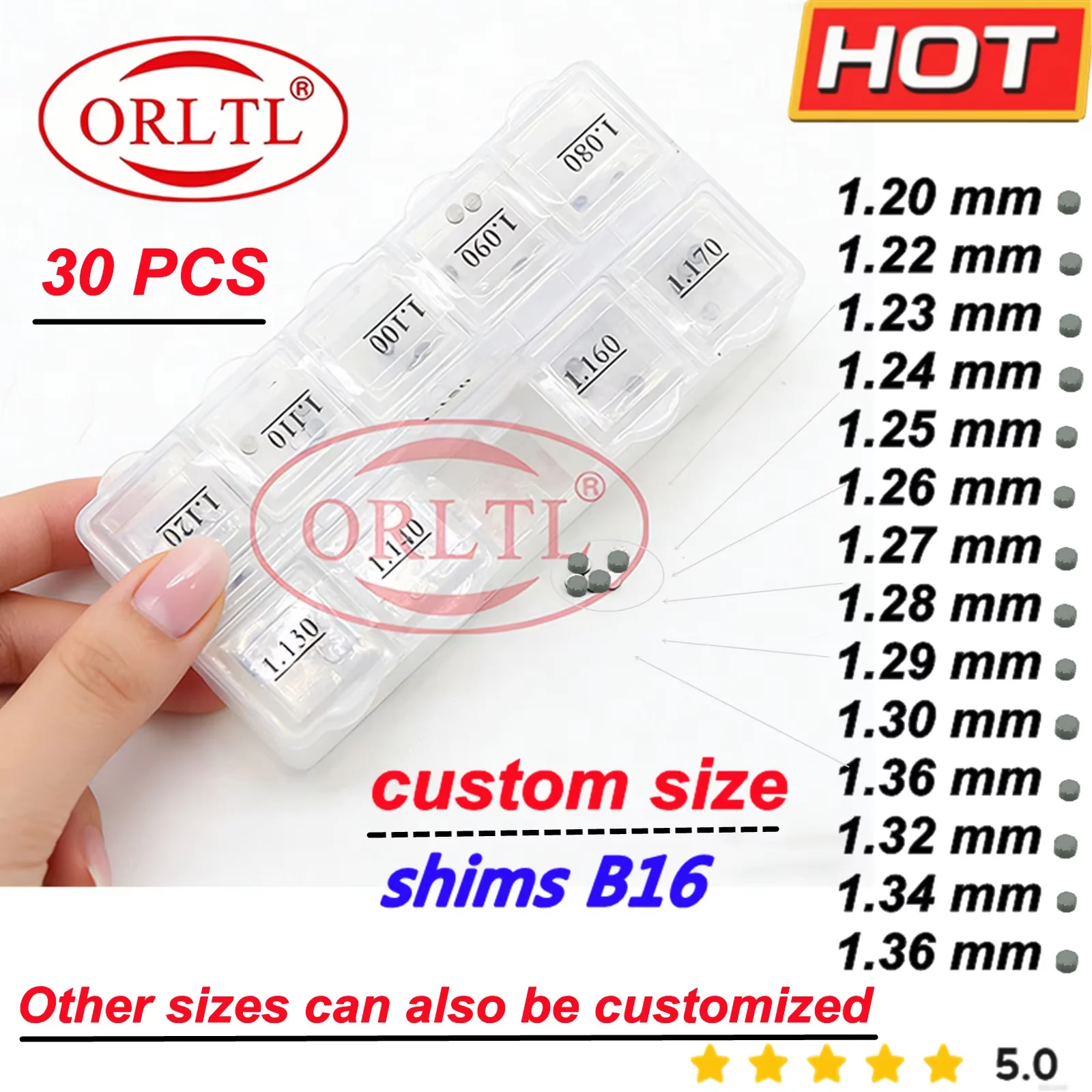 

ORLTL 30 PCS Shim B16 1.25mm 1.26mm 1.27mm 1.28mm 1.29mm 1.3mm Diesel Fuel Injector Gasket 1.2mm 1.22mm 1.23mm 1.24mm For Bosch