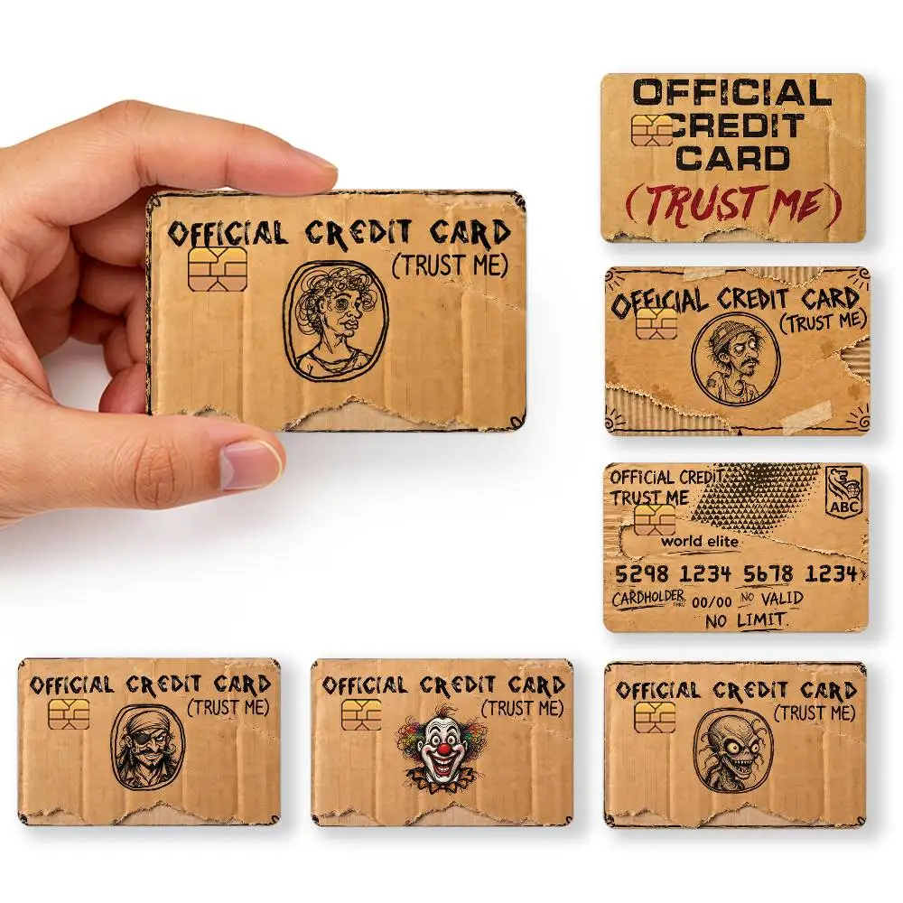 Funny Weird Cardboard Trust Me Creative Bank Card Sticker Covers Chip Cards Credit Card Skins Scratch Protection