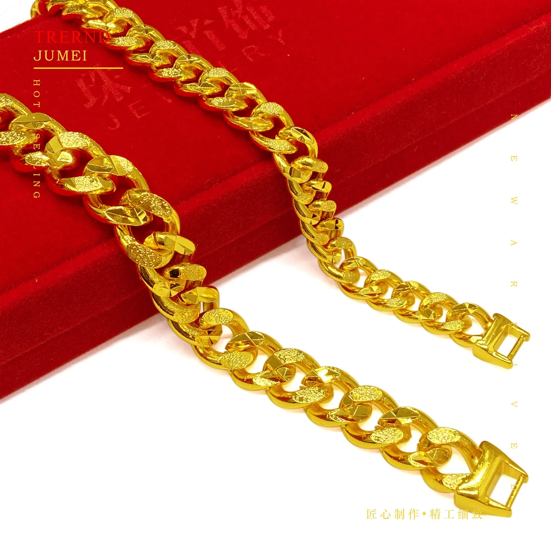 Luxury 9999 genuine gold 24K genuine gold jewelry Boss bracelet ring M buckle classic men's ring bracelet gold jewelry