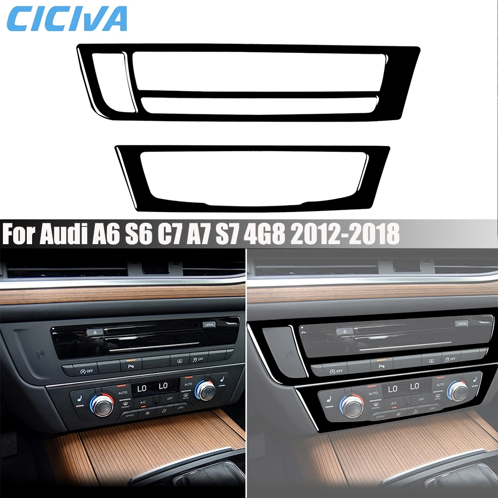 

Piano Black Car Accessories Dashboard Panel Decorative Interior Cover Modified Sticker For Audi A6 A6L S6 C7 A7 S7 4G8 2012-2018