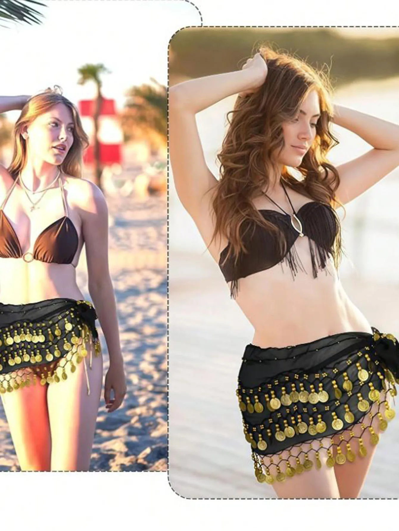 1pc ベリーダンサーヒップスカーフ、コインで包まれた甘いベリーダンススカート、エジプトスタイルのベリーダンスコスチュームヒップスカーフベルト