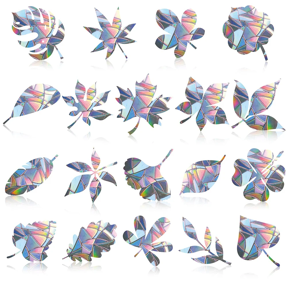 19PCS Rainbow Leaves Static Window Decals Prevent Bird Strikes on Glass Anti Collision Birds Window Clings Home Decoration