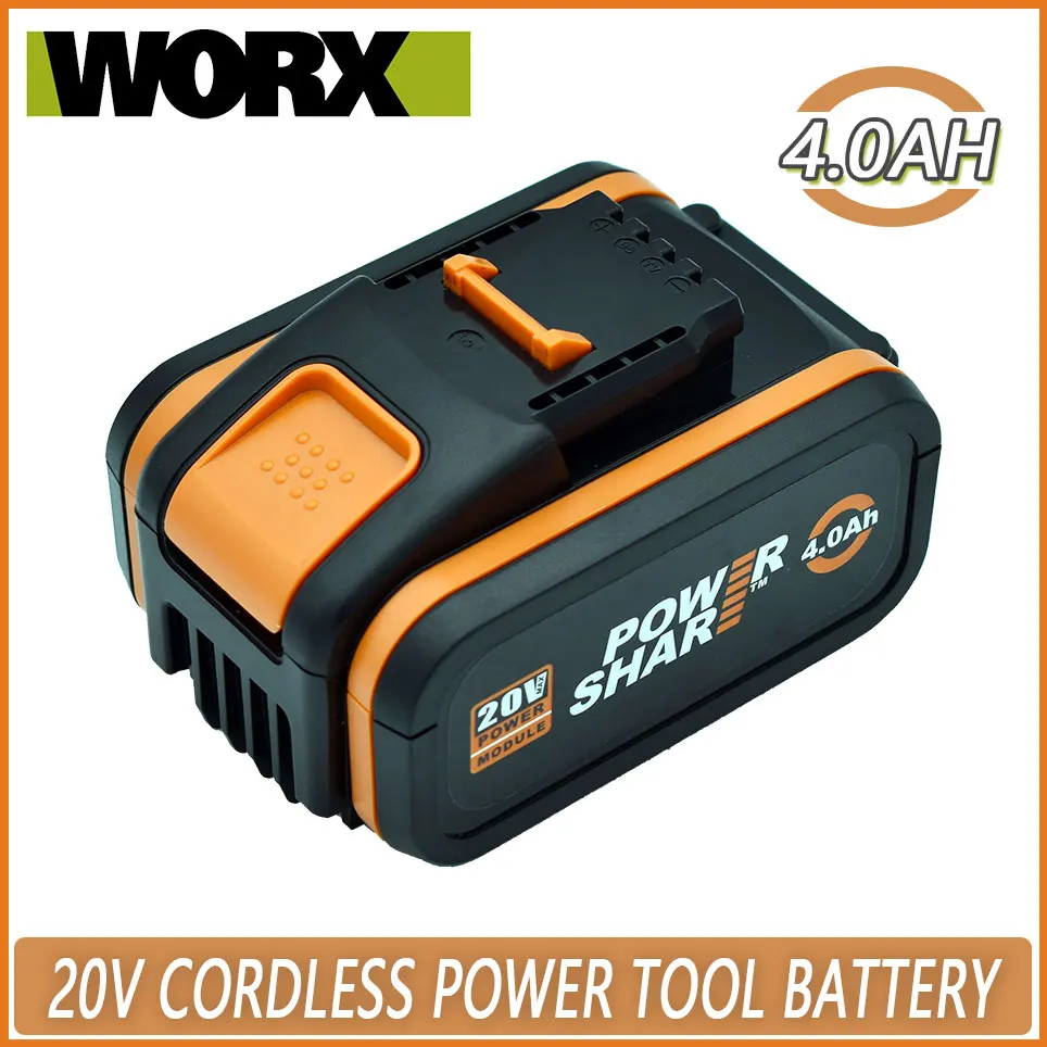 

Оригинальный литиевый аккумулятор Worx 20 в, 4,0 Ач, перезаряжаемый WA3553, WA3551, WA3553.1, WA3570 для всех электроинструментов и садовых инструментов WORX