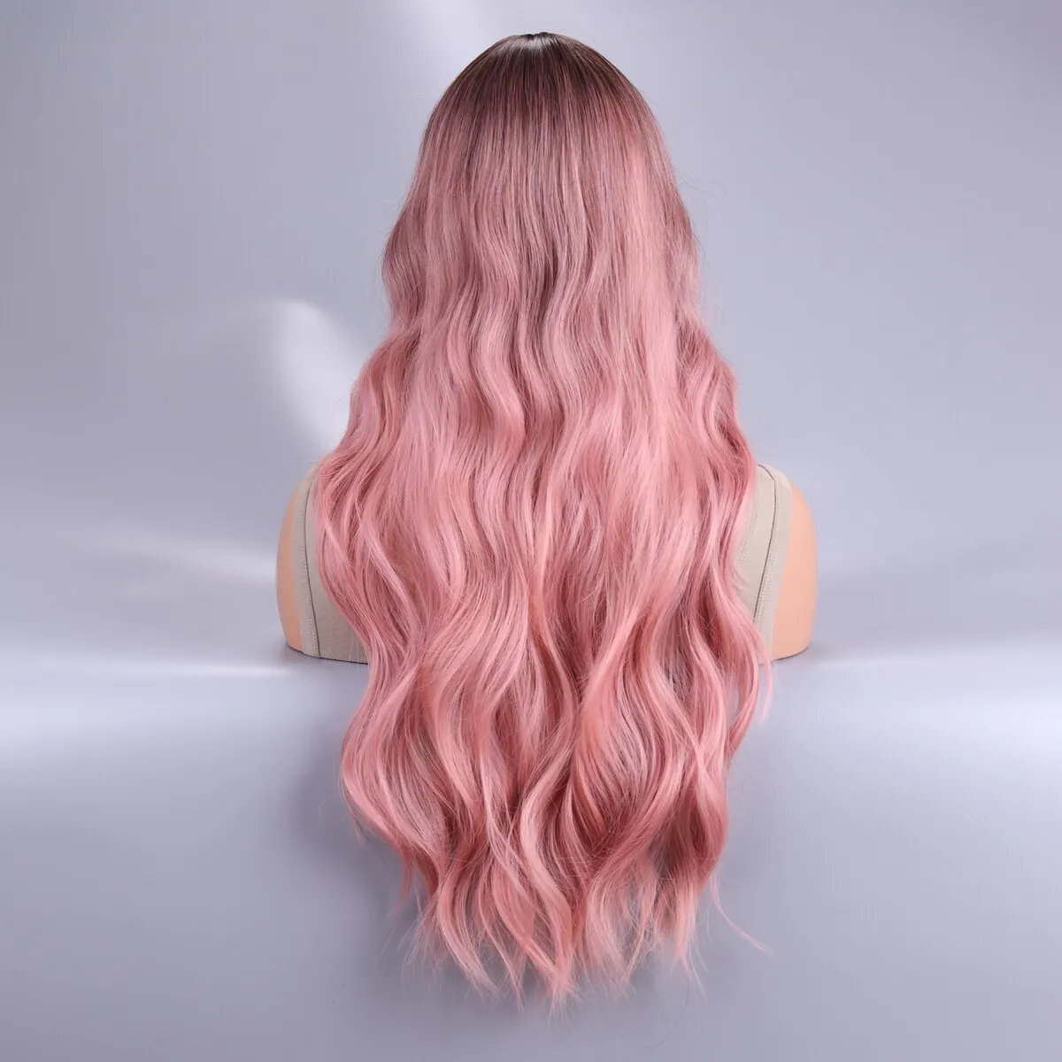 Long Body Wave Ombre Black Pink Cosplay Wigs Heat Resistant Synthetic Wigs Middle Part Natural Lolita Wigs For Women