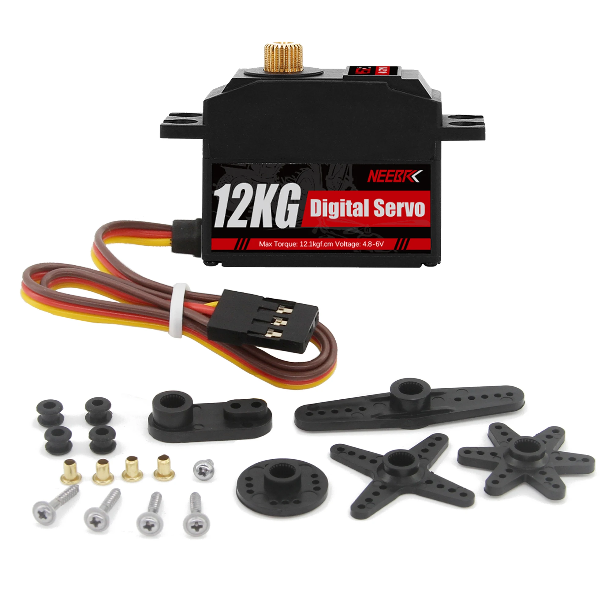 Servo Digitale Impermeabile NEEBRC 12KG con Ingranaggi in Metallo 4.8~6.0V DC per Auto RC 1/12 Wltoys 12423 Monster Truck Elicottero Aereo Barca