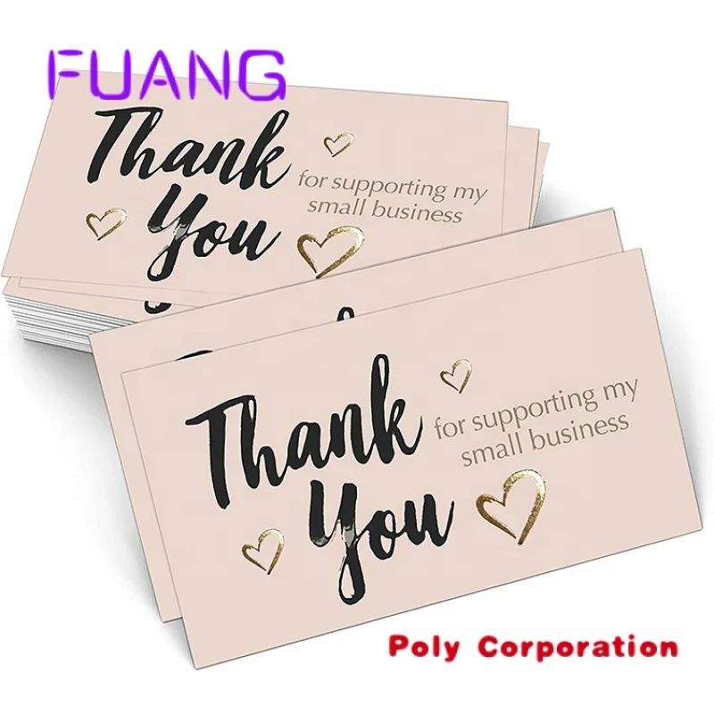 Custom  Factory Directly Sale Custom Greeting Noted Card Printing Paper Cardboard Pink Thank You Cards with Logo