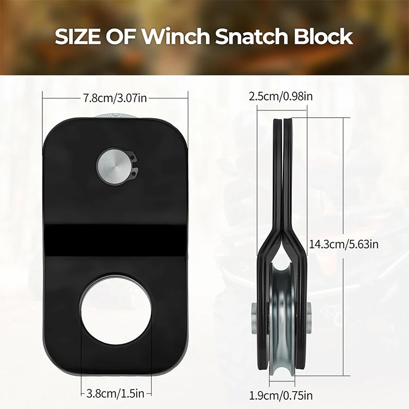 4 Ton 8800LBS Winch Snatch Block Steel Recovery Pulley Heavy Duty Offroad Towing for Jimny UTV ATV Trailer Dirt Bike Self Rescue