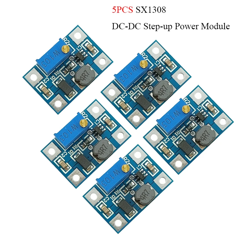 1/2/5/10PCS SX1308 DC 2-24V to 2-28V 2A DC-DC Step-up Adjustable Power Module, High Current Boost Converter