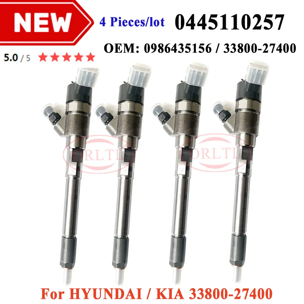

0445110257 33800-27400 NEW Diesel Fuel Injector 0 445 110 257 3380027400 33800 27400 0986435156 for HYUNDAI KIA 4PCS