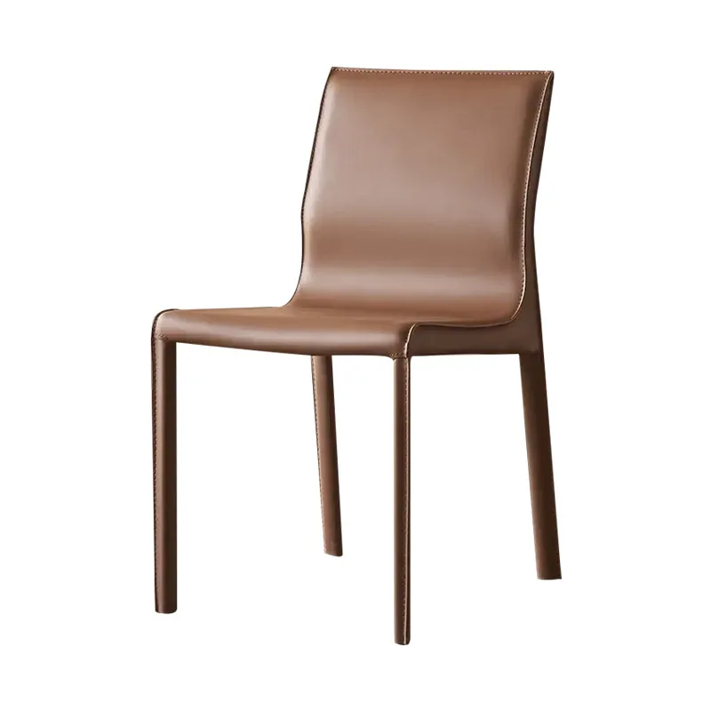 

Italian minimalist saddle leather dining chair home backrest restaurant leather chair high-end Nordic