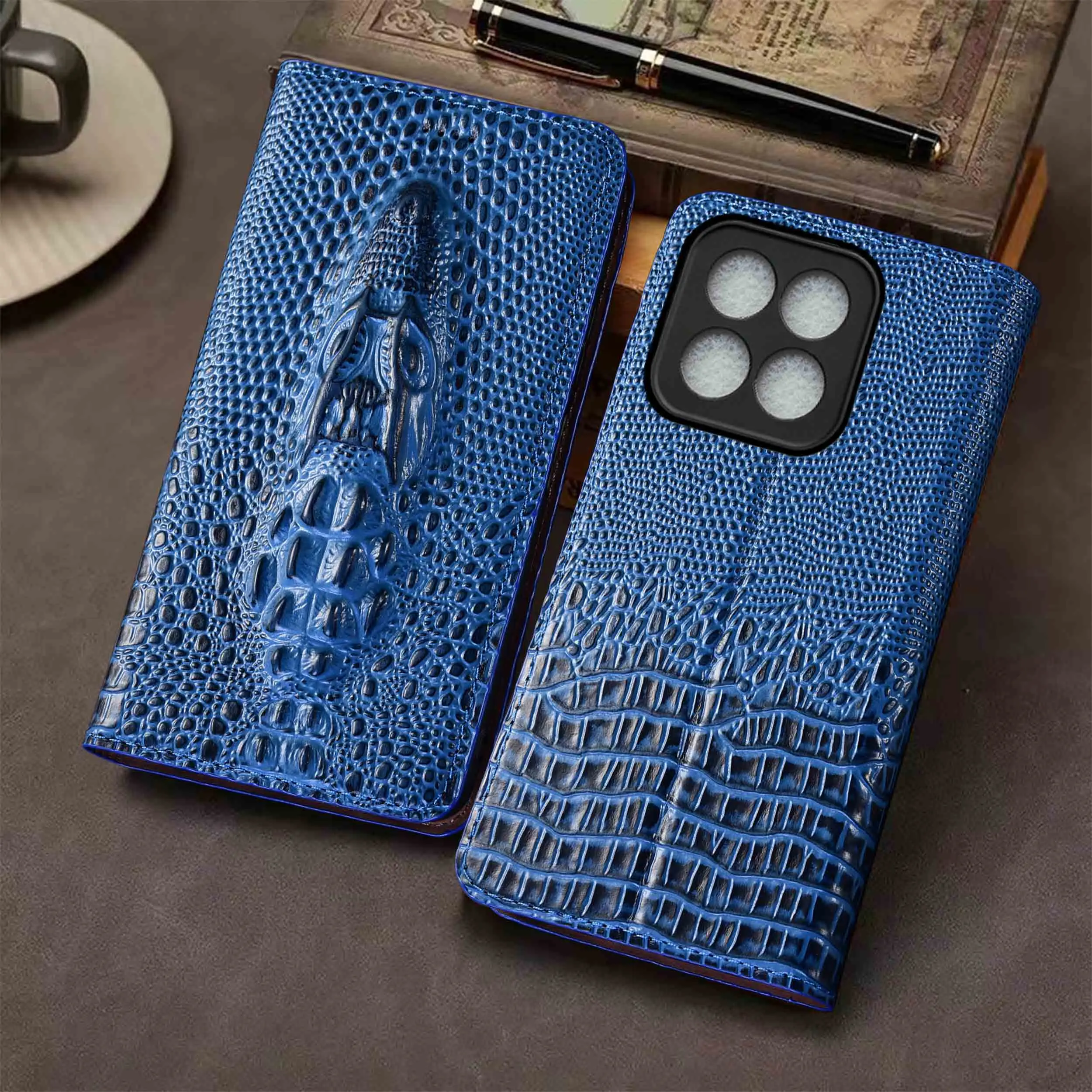 Magnet Genuine Leather Flip Wallet Phone Case Cover On For Xiaomi 17 17T Pro Max Ultra Crocodile Head Pattern Of Flip Cover Case