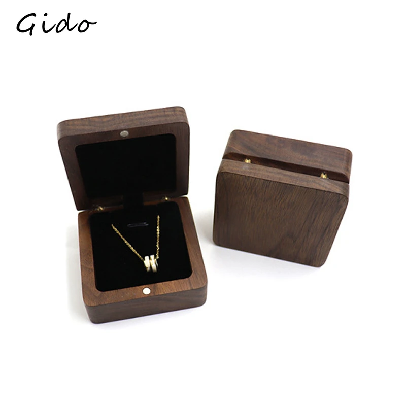 Black Walnut Small Jewelry Gift Packaging Storage Box Window Jewelry Box Fashion Pendant Necklace  organizador de joyas