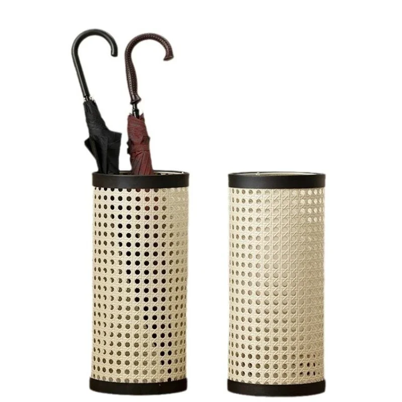 

Household stand Minimalist design Cream wind imitation rattan woven umbrella bucket Homestay cafe Household umbrella