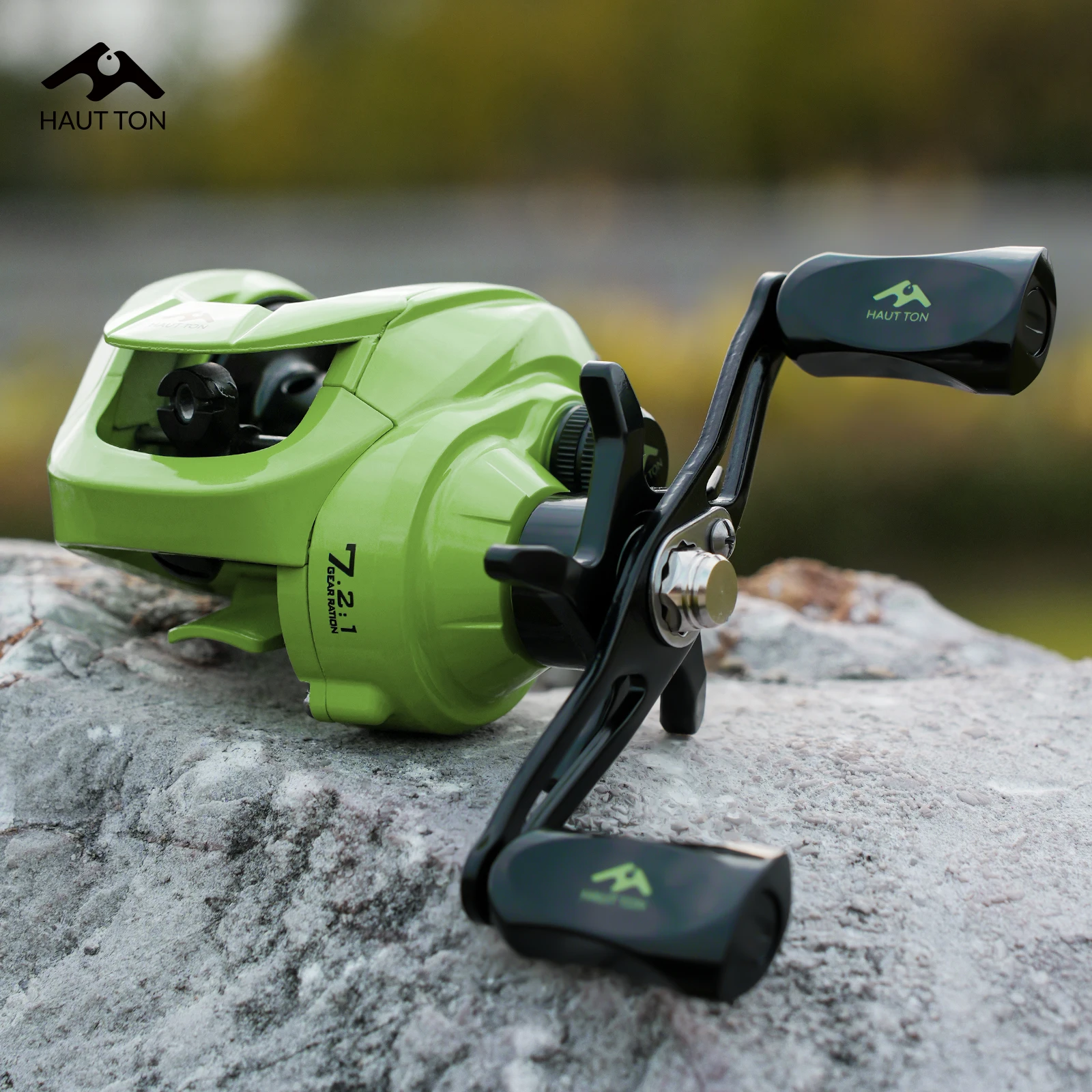 HAUT TON TT200 Green Baitcasting Fishing Reel Aluminum alloy Spool 7.2:1 High Speed Gear Ratio 4+1 Bearings 8KG/13.64Lb Max Drag