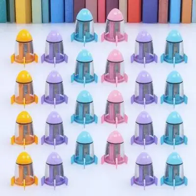 

24pcs Rocket Sharpener Manual Pencil Sharpeners Metal Cartoon Design Kids School Manual Sharpening Tool Single Hole