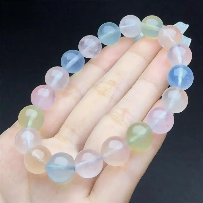 10MM Natural Morganite Bracelet Women Fashion Round Stone Elegant Healing Strand Wristband Gift 1PCS