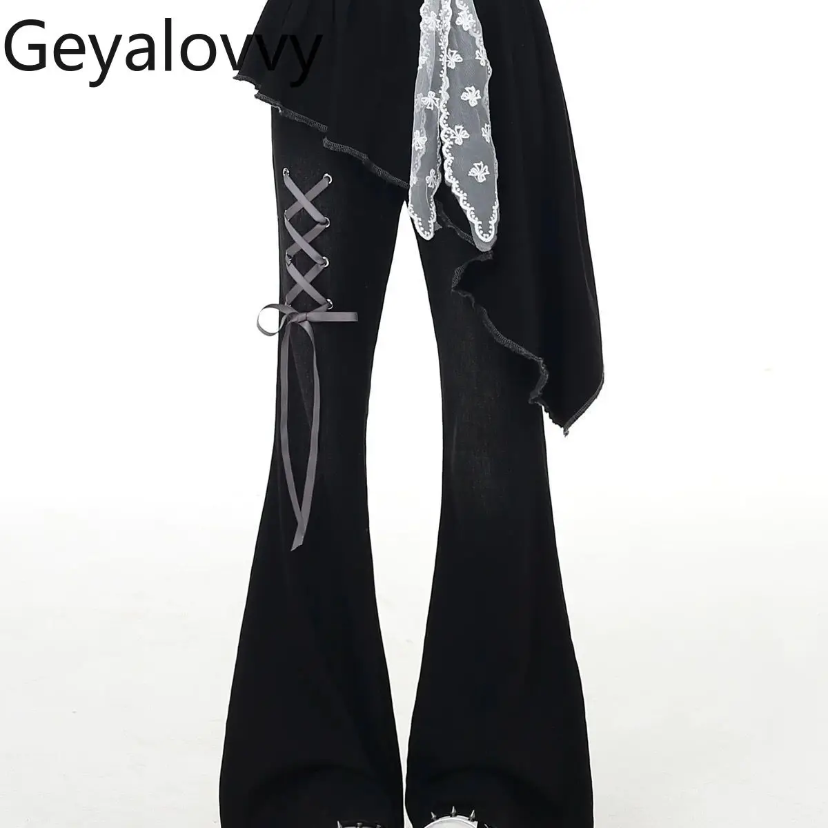 

Women's Trousers Slim-fit Figure-flattering Denim Jeans Spring Autumn 2026 New Tie-up Flare Trousers Fashion Jean Pants