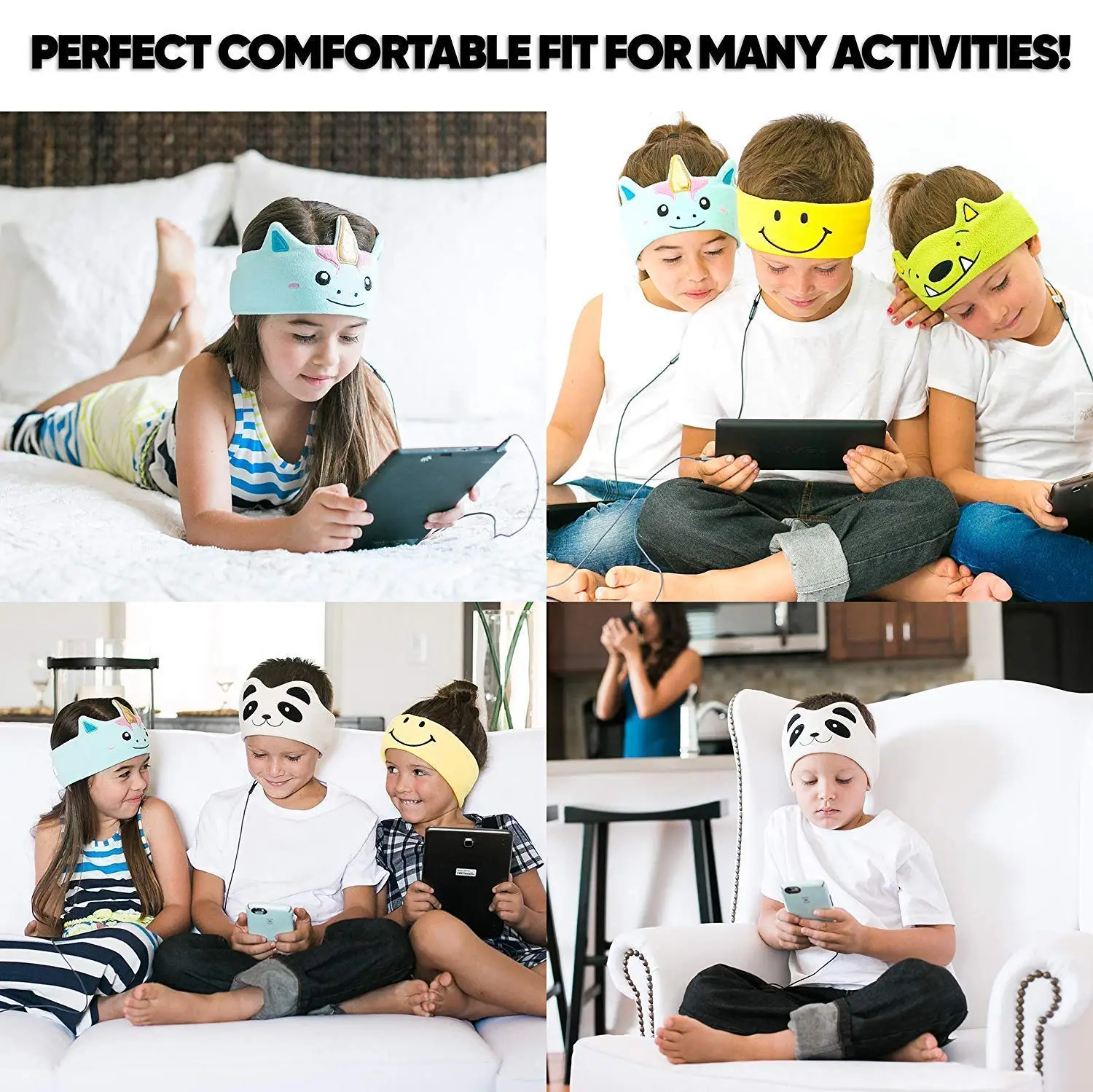 Cozy Over The Ear Headband Headphones Kids Sleep Not-in-ear Volume Limited Earphones Thin Speakers Super Soft Fleece Headband