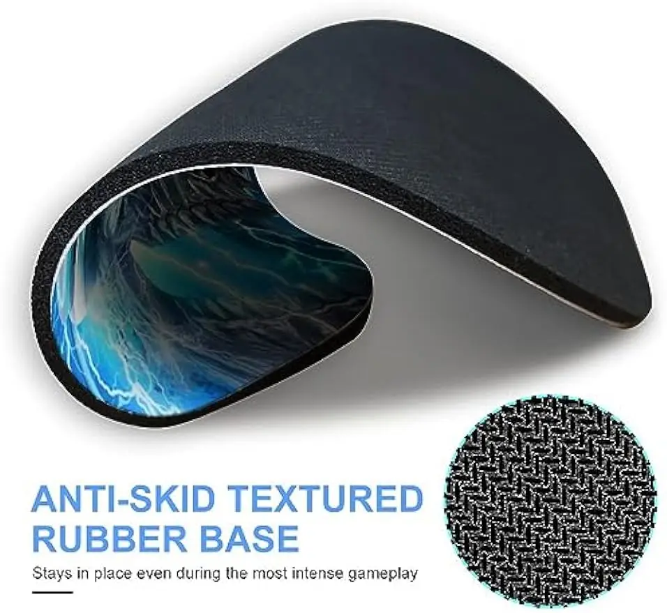 Gaming Mouse Pad Psychedelic Blue Lightning Skull Head Music Art Mousepad Mat Non Slip Base Water Resistant Mouse Mat for Laptop