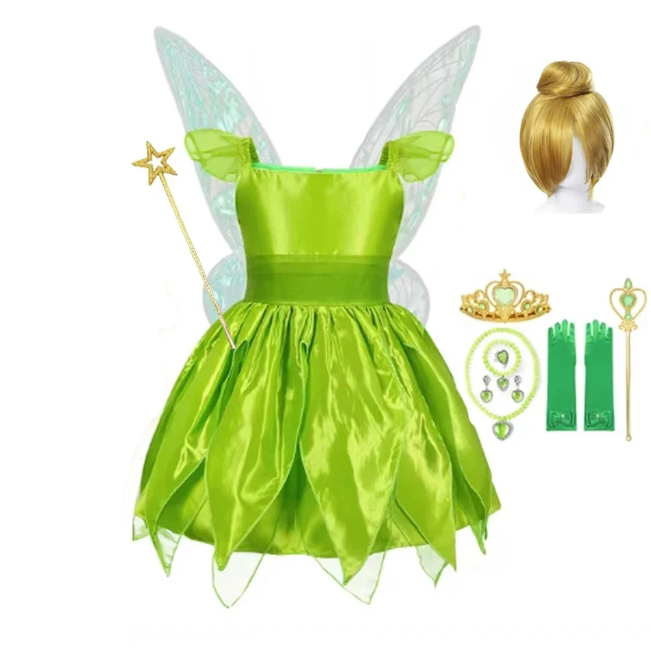 Girls Costume for Kids Green Fancy Dress Fairy Princess Costume Cosplay Carnival Party