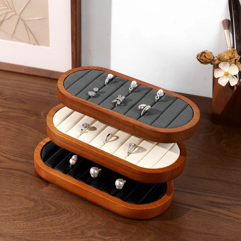 Oirlv Solid Wood Ring Storage Tray Ring Organize Home Storage Tray Jewelry Display Tray Counter Ring Rack Display Accessory Gift
