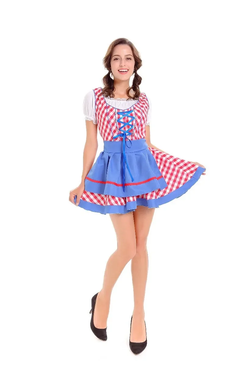 

Female Oktoberfest Dirndl Costume Lattice Dress Beer Festival Wench Maid Costume Cosplay Fancy Party Dress