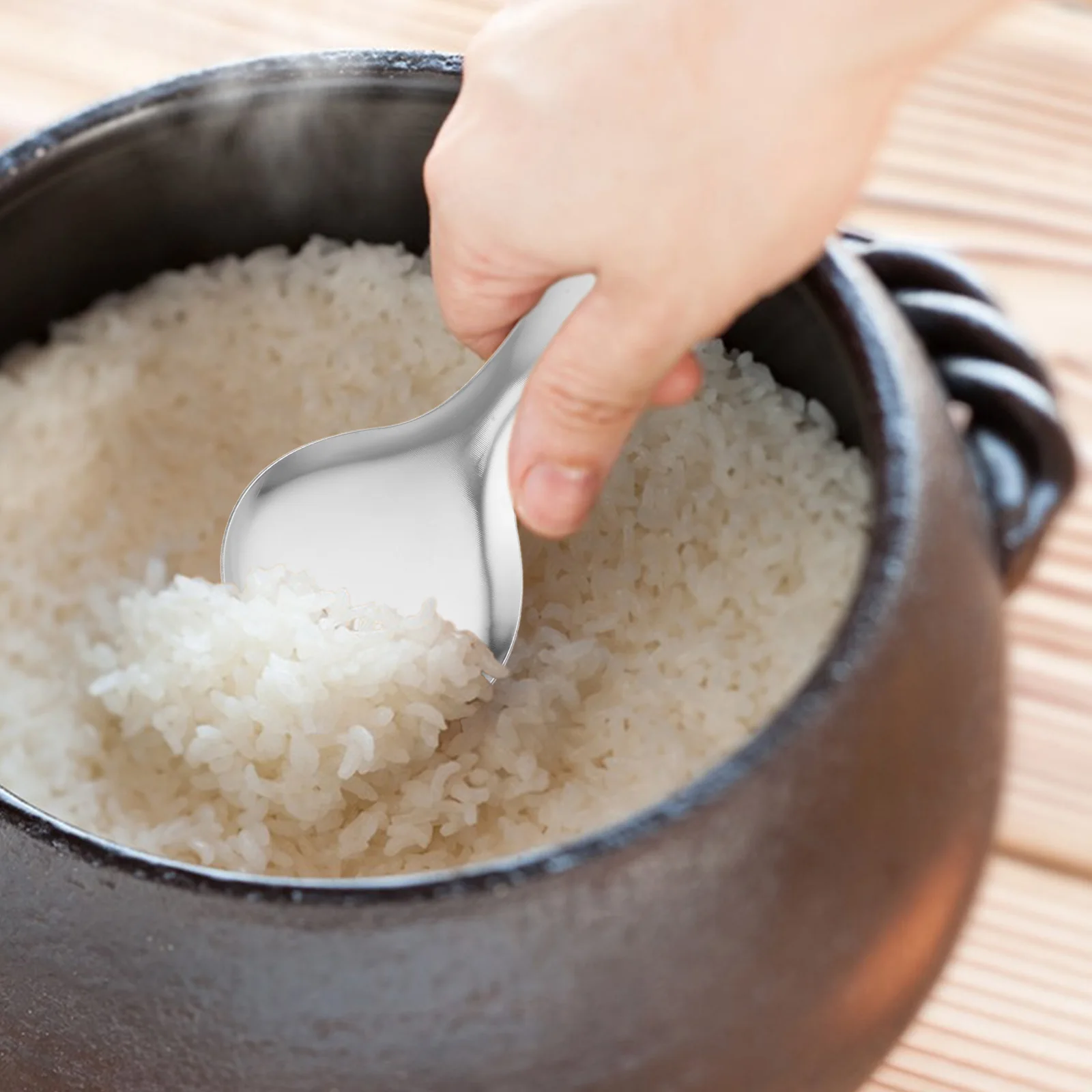 

3 Pcs Stainless Steel Rice Spoon Non stick Kitchen Tool Lightweight Easy Storage Humanized Handle Practical Family