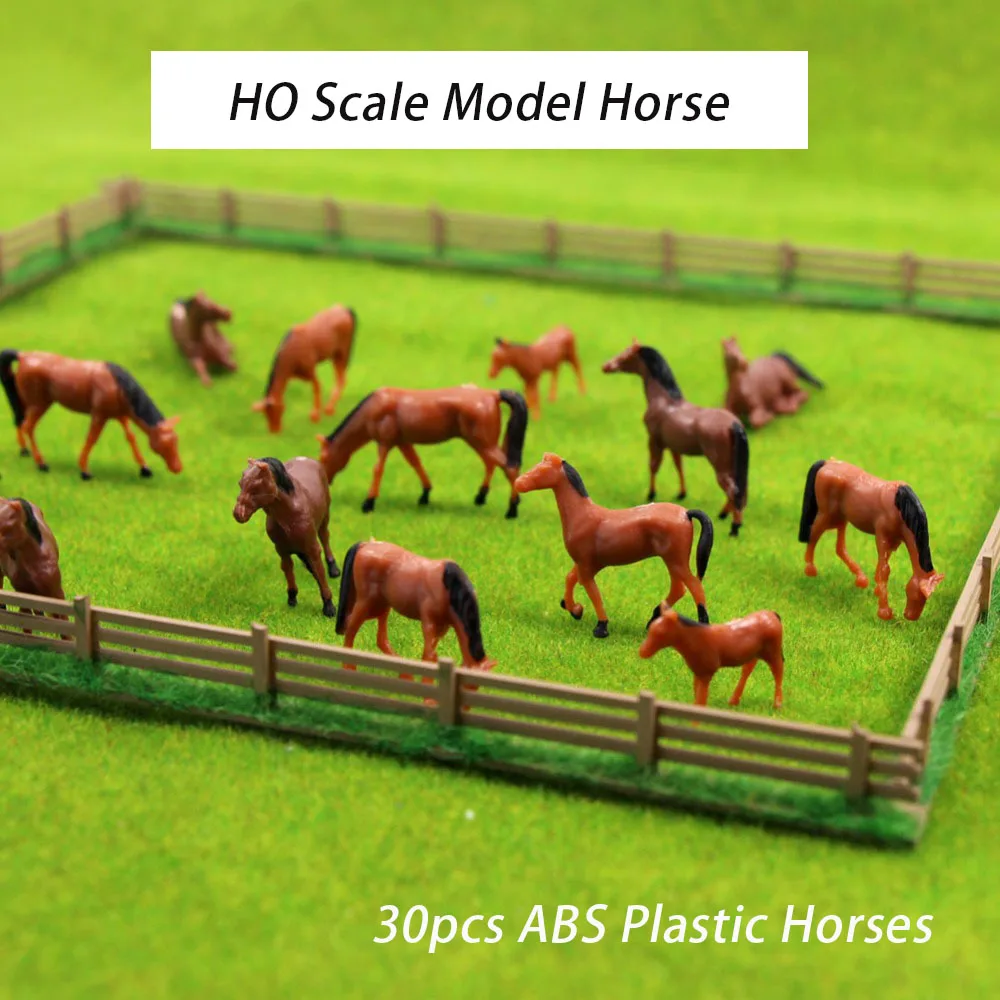 

HO 1:87 Scale Miniature ABS Painted Farm Animals Simulation Horse Model Toys Diorama Plastic Educational Toy for Children 30pcs