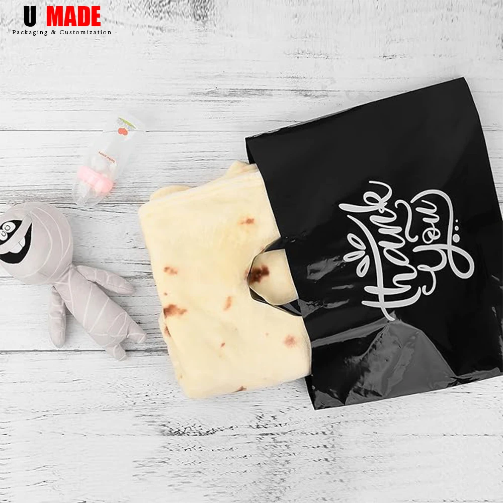 20/50pcs Custom Plastic Shopping Bags with Logo Personalized Gift Bag with Handles for Small Business Boutique Retail Party