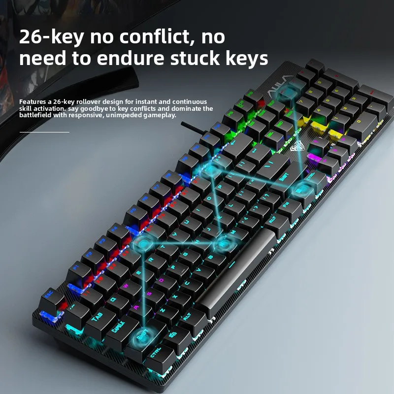 S2022 Mechanical Keyboard Green Axis Desktop Laptop Gaming Esports Illuminated USB Keyboard