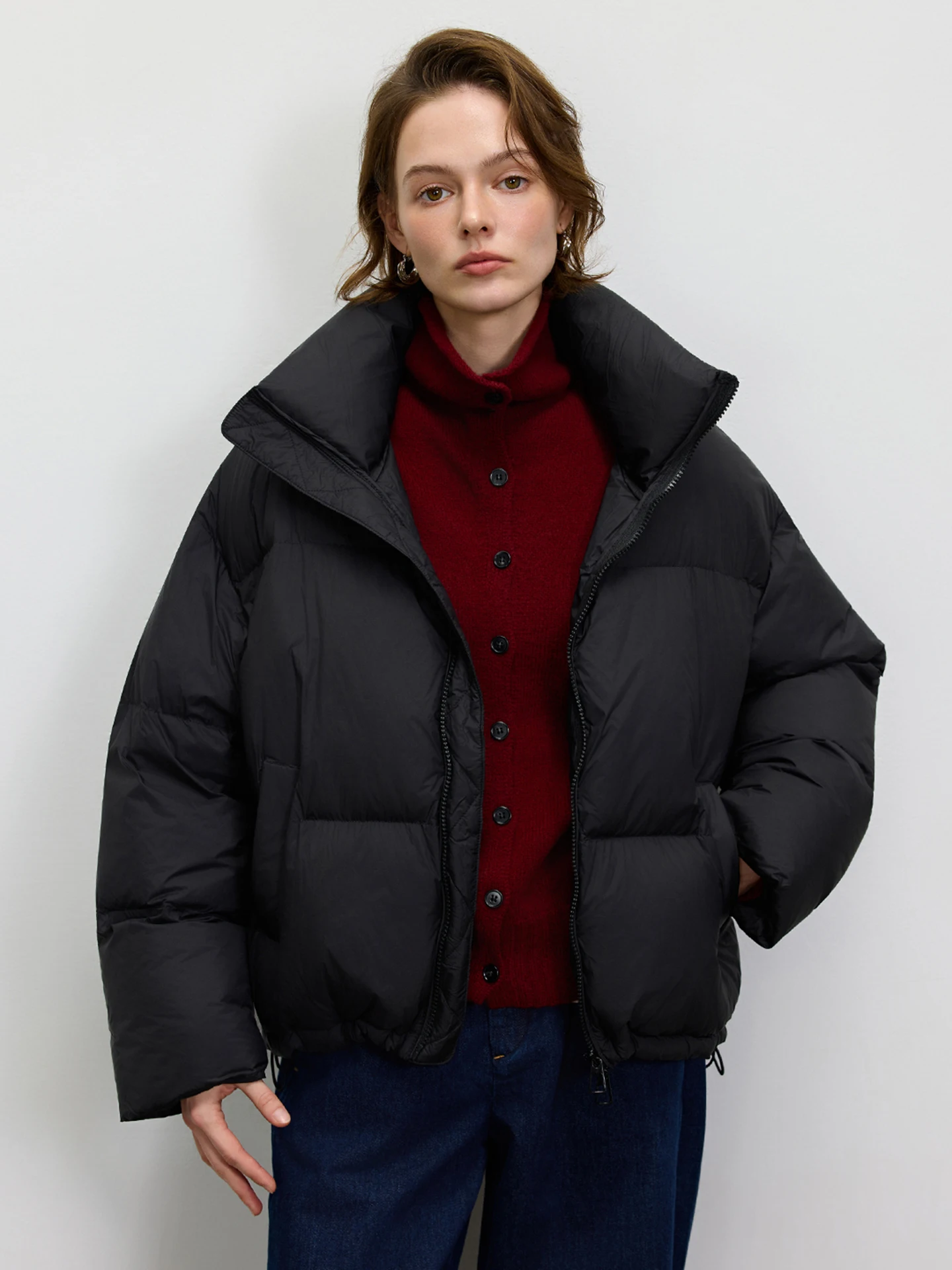 

Женская короткая пуховая куртка LUR: свободный крой, 90% белый пух, теплая зимняя верхняя одежда с эффектом похудения