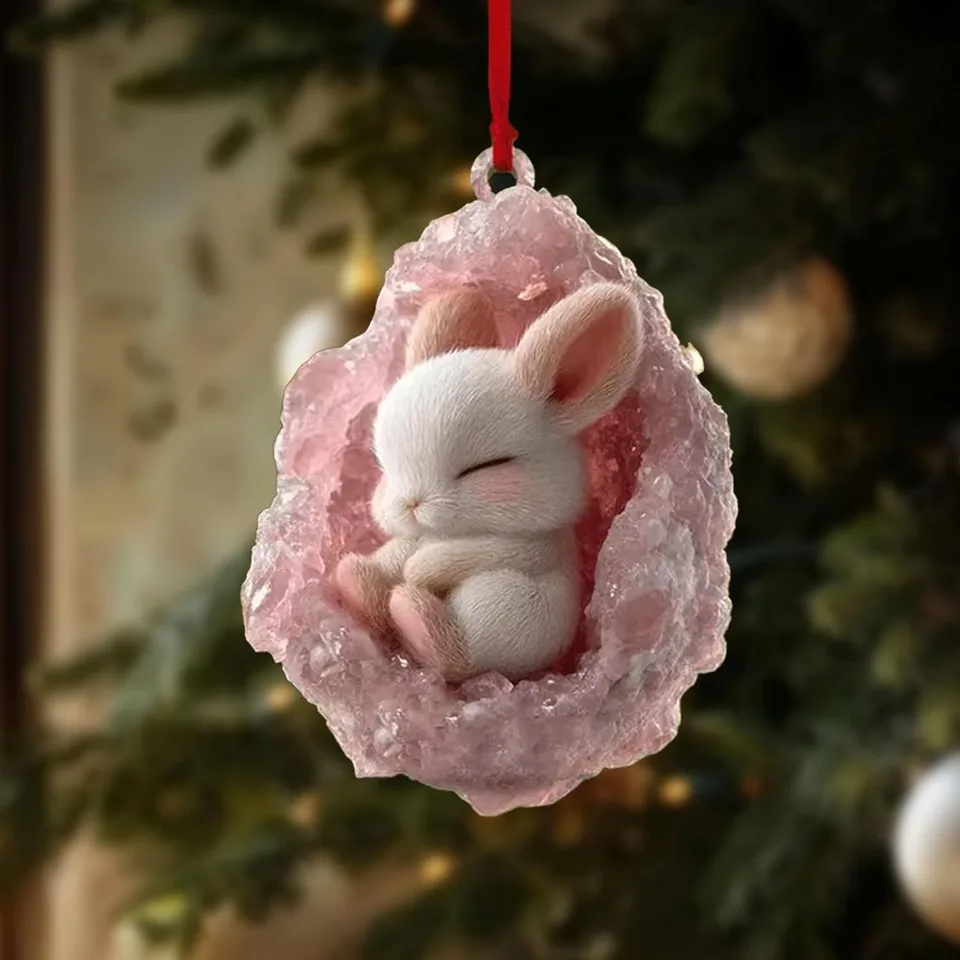 かわいいウサギの動物 2D アクリル装飾品クリスマスツリーハンギング