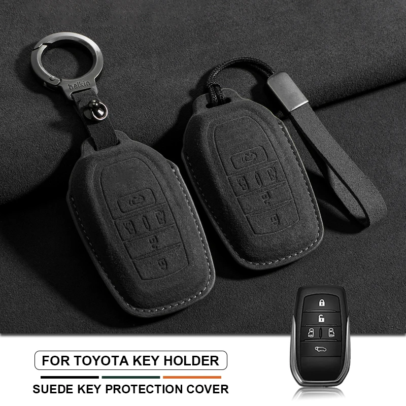 

Suede Car Remote Key Case Cover Shell For Toyota C HR CHR Prius RAV 4 Camry Corolla Venza Tacoma Sienna Tundra Crown Highlander