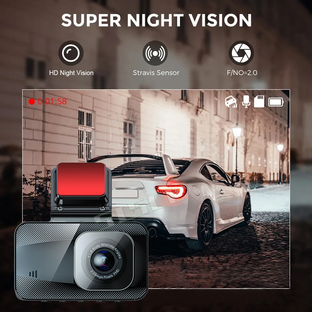 3-Inch Dashcam Wifi Driving Recorder HD 1080p Night Vision Front And Rear View 2way Reversing Image Car Charge Video DVR - Image 5