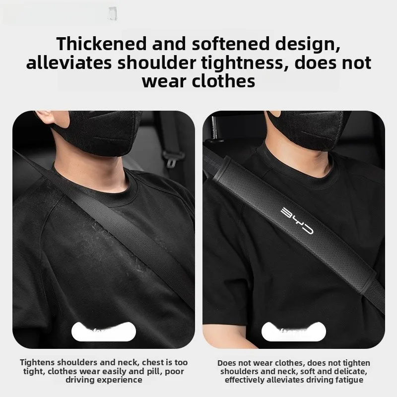 Leather Protection Cover for Automotive Safety Belts Compatible with BYD Han Yuan Song S7 Qin F6 Tang Sea Beast Drive