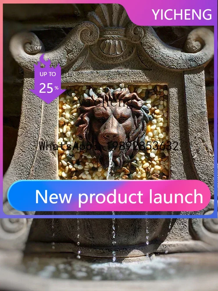 

X2 Garden Fountain Lion Head Lucky Circulating Water Outdoor Floor Water View Living Room Decoration fairy garden figurine