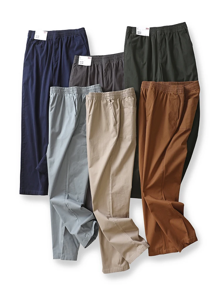 

New Men's Loose Fit Casual Cotton Pants Spring Summer Waed Sle Faionable Straight Leg Breathable Long Trousers