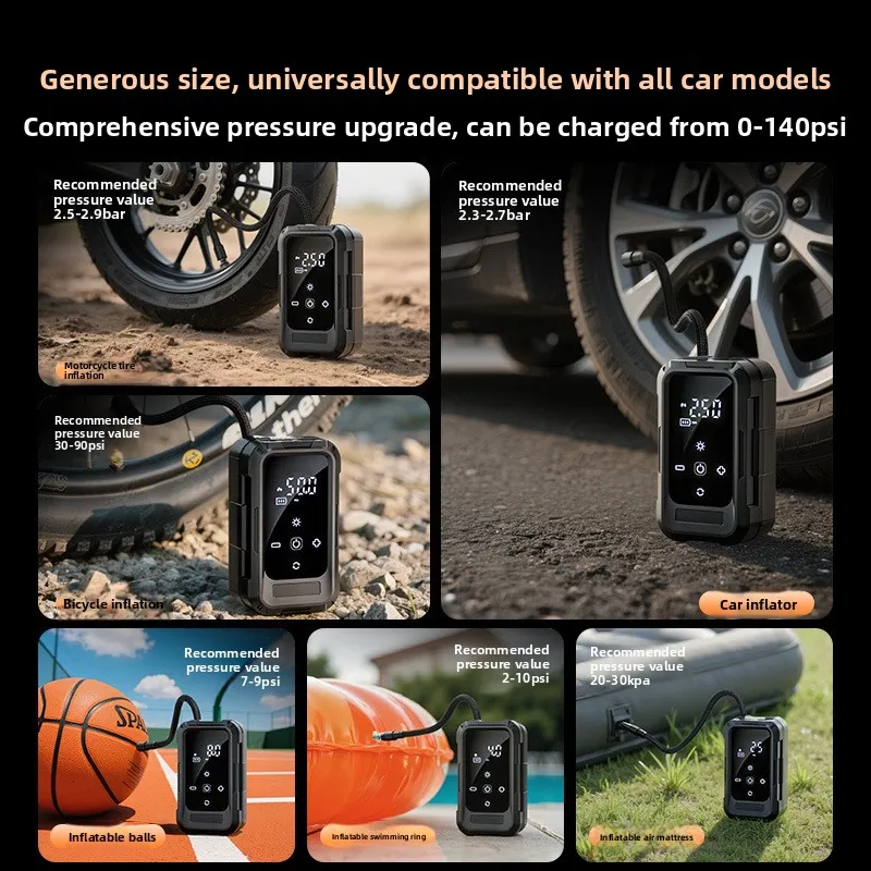 2026 New Cordless Electric Smart Portable Tire Inflator Portable Air Pump for Car SUV Motorcycle Pickup portable air pump baseus