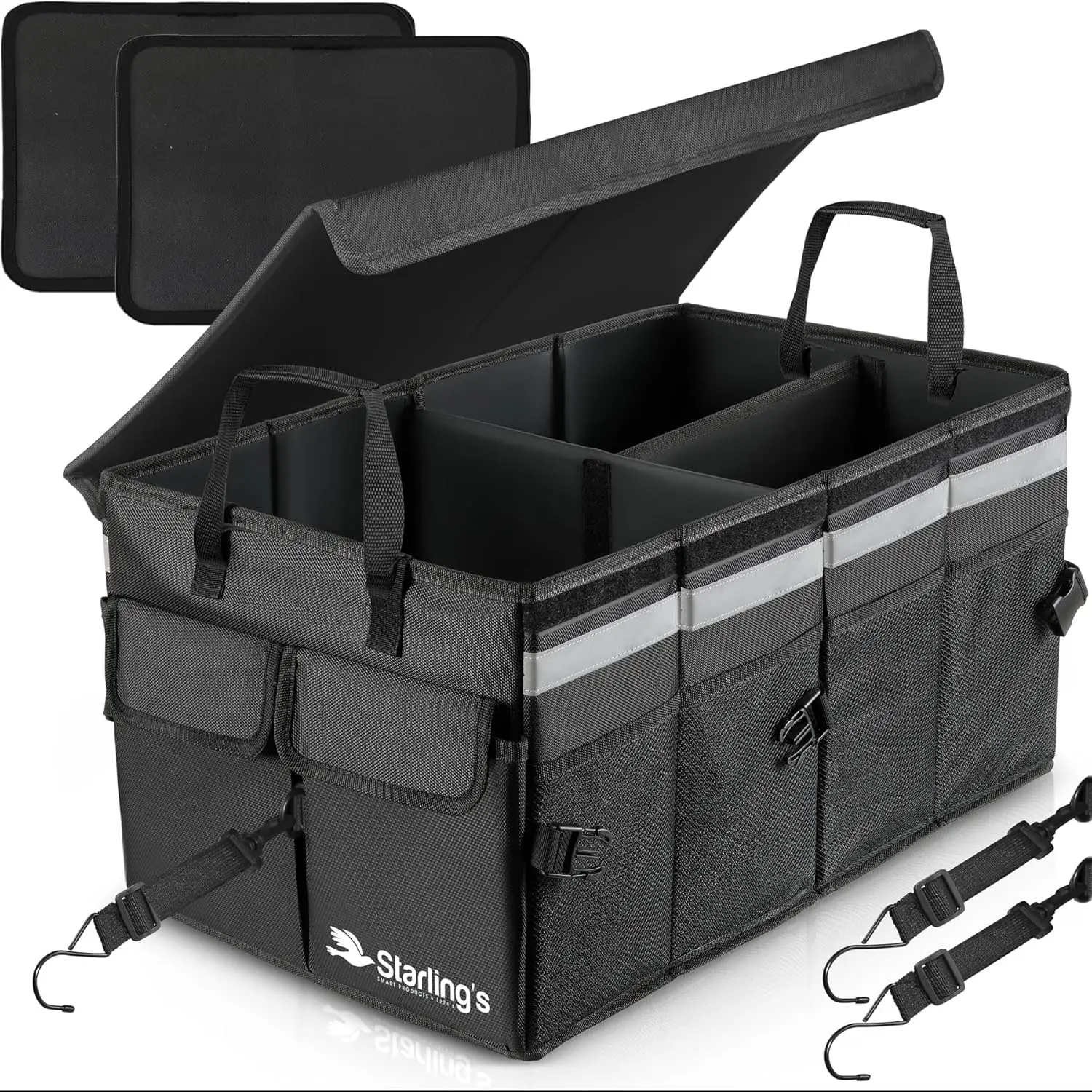 

Foldable Car Trunk Organizer with Non-Slip Bottom, Adjustable Straps, and Waterproof Design for SUVs and Trucks