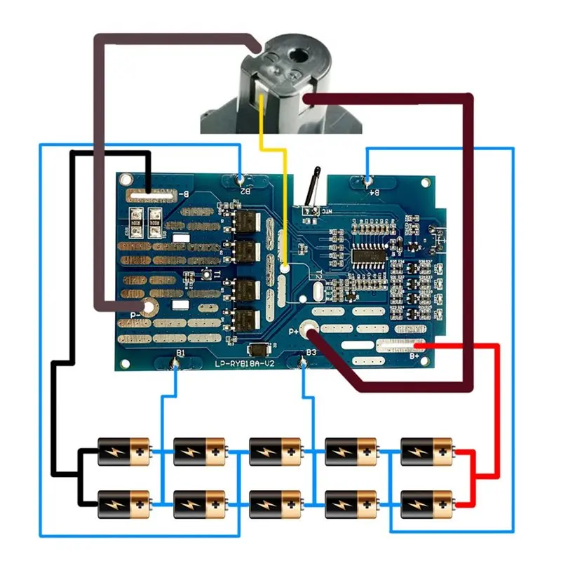 AB33-P108 Power Tool Parts For RYOBI 18V 10X18650 Li- Battery Plastic Case Charging Protection Circuit Board