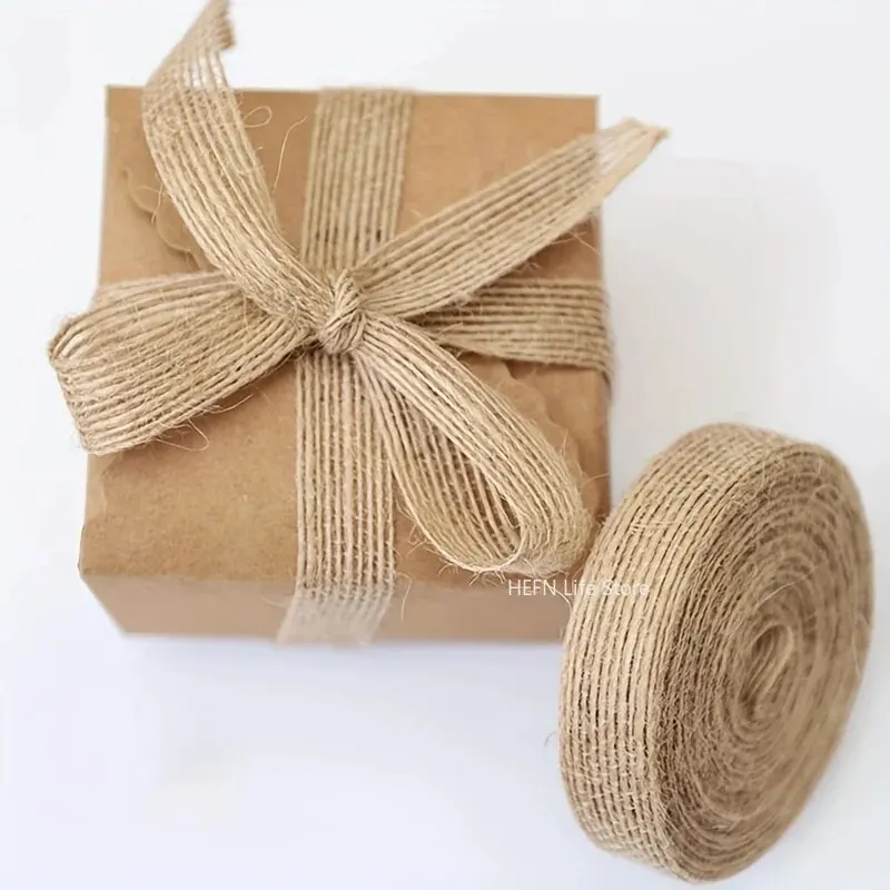 10M/Roll Natural Vintage Jute Rope Gift Wrap Ribbon Bow Crafts Jute Rope Burlap Party Wedding Decoration Supplies