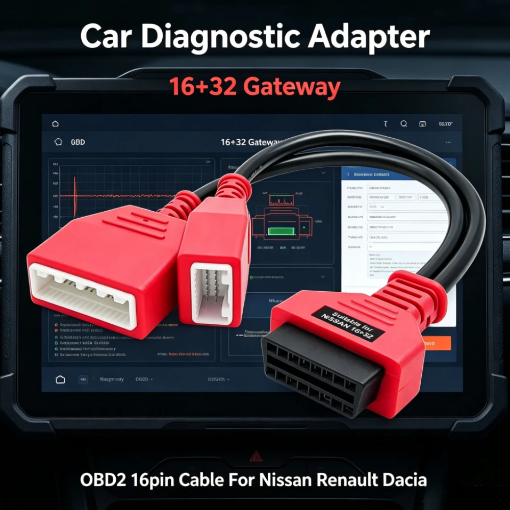 Gateway-Adapter 16+32 Sylphy OBD2 FÜR Nissan Schlüssel hinzufügen Ohne Passwort Sicherheits-Gateway 16-Pin-Kabel Für Nissan/Renault/Dacia
