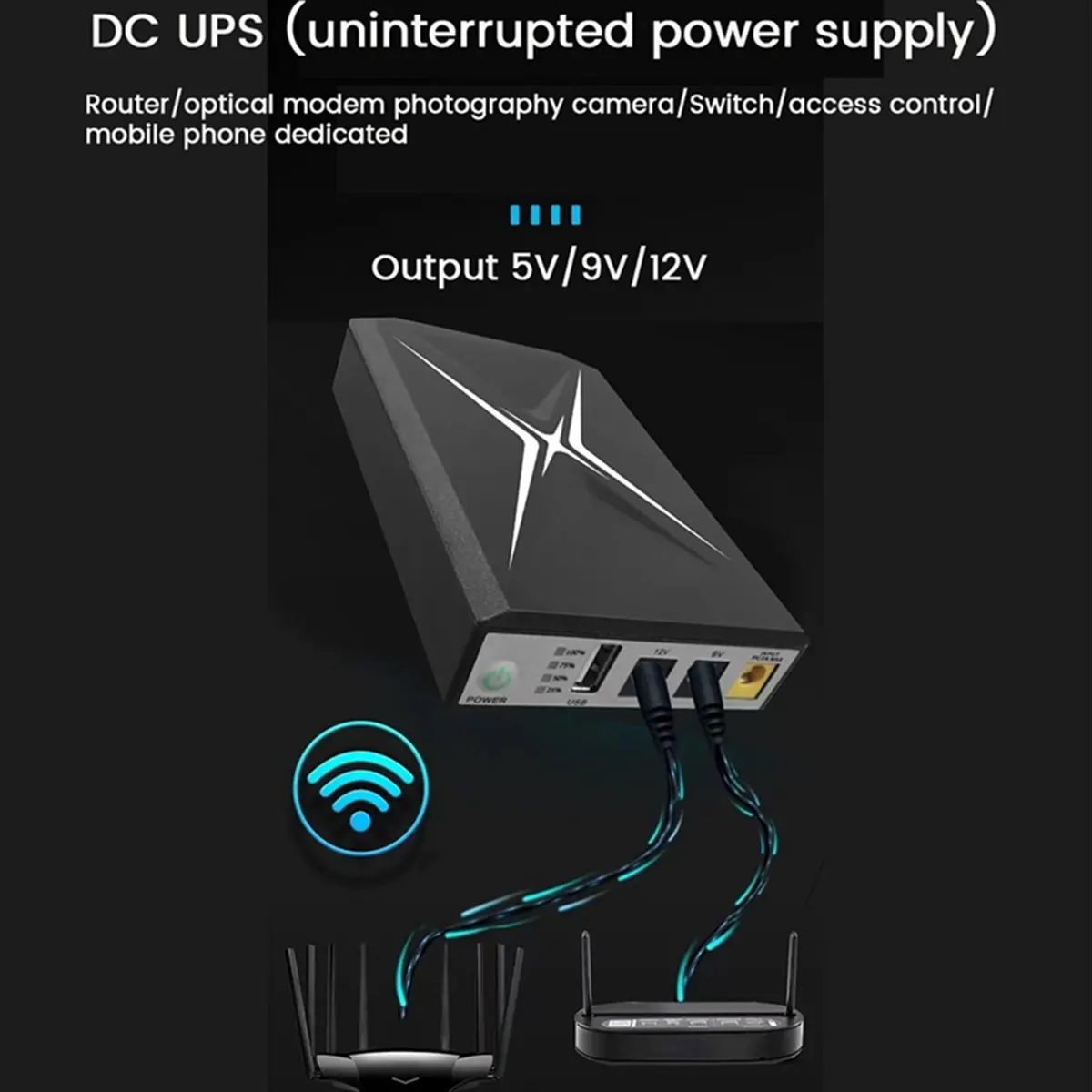 

~【A338Z】10400MAh DC UPS Uninterrupted Supply Router 9V 12V 18W Battery Backup Mini UPS USB Wifi Router for CCTV Power Supply