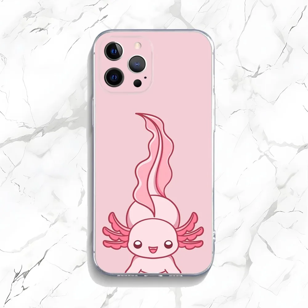 Cute Axolotl Phone Case For iPhone 15,14,13,12,11 Plus,Pro,Max,XR,XS,X,7,8  Plus,SE,Mini Transparent Silicone Soft - AliExpress 202192403