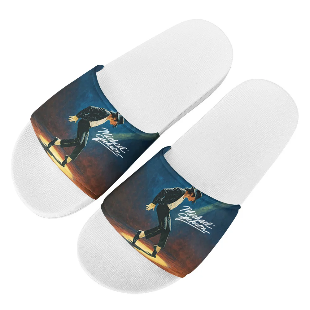 Michael Jackson Pop Singer Shoes Flip Flops Home Slipper Mens Women Teenager Family Slippers Bathroom Pool Casual Sandals Custom