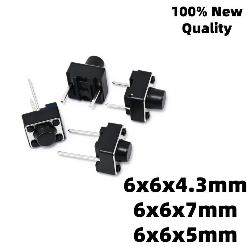 100PCS/50PCS 6x6x5 6x6x4.3 6x6x7MM 4.3mm 5mm 7mm Directly inserted 4-pin vertical push-button switch