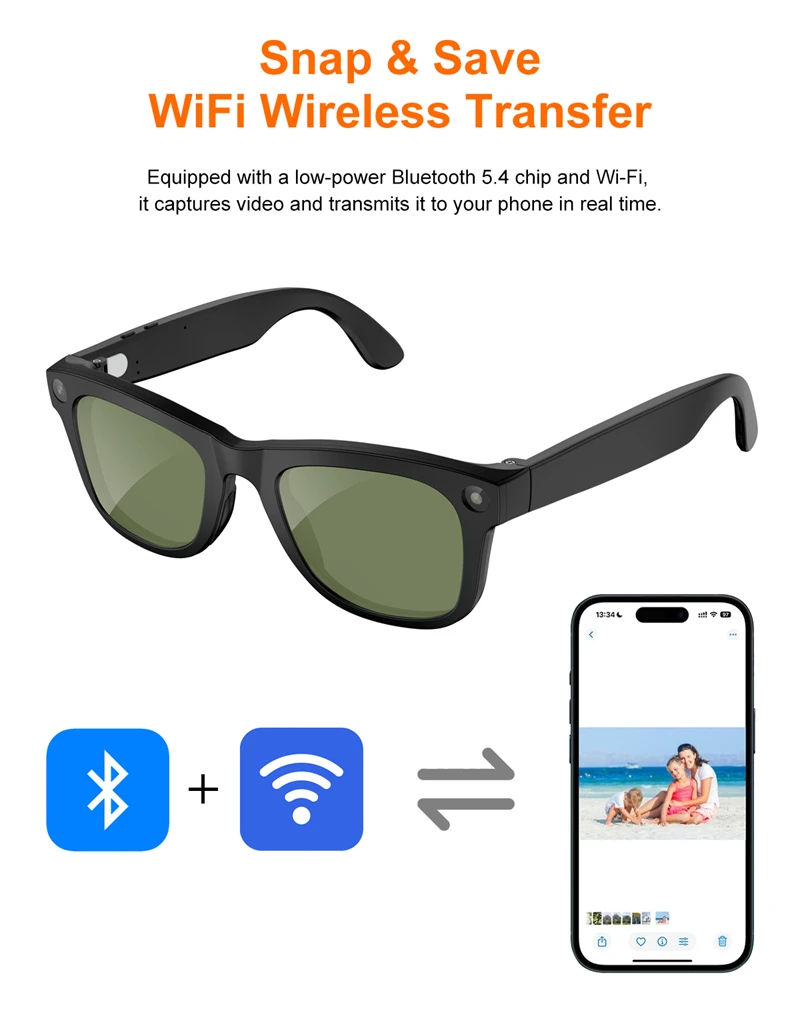 New Smart Glasses 800W Take Pictures Record Al Translation WIFI Transmission AI Recognition GPT 2000MAH Music Smart Glasses