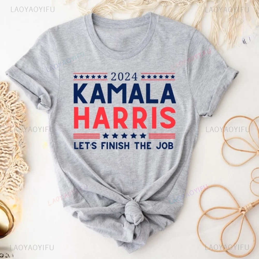 2024 Kamala Harris Let's Finish The Job High Quality TShirt President Kamala Harris 2024 Shirt Kamala Rally Unisex Shirt Tops