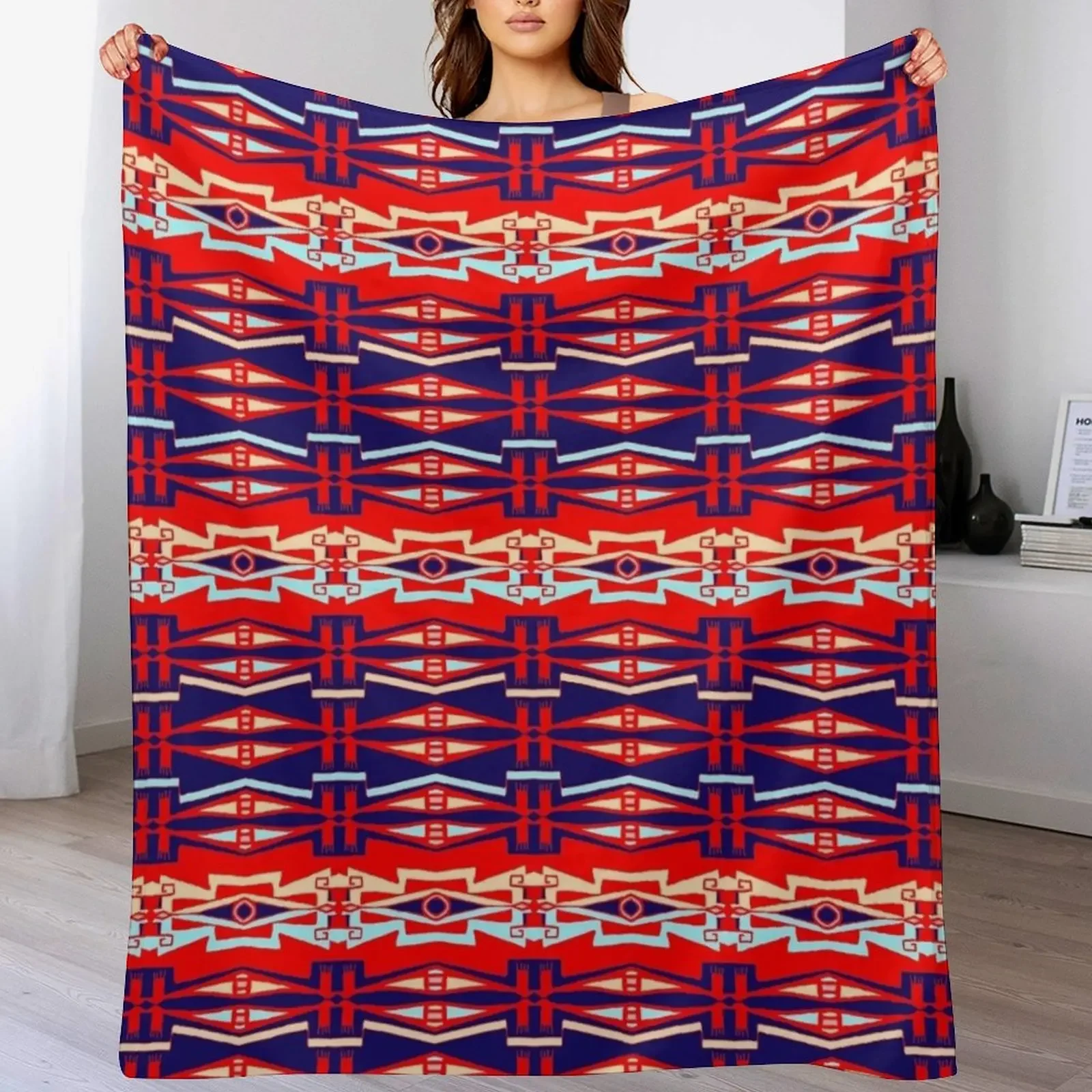 

Anishinaabe Red Line Art 1 Throw Blanket Bed Fashionable Heavy Blankets